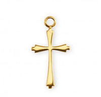 Rosemarie's Religious Gifts 16K Yellow Gold Sleek Small Tapered Cross Pendant Necklace, 18"