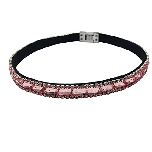 Stunning Baguette Crystal Double Wrap Magnetic Clasp Bracelet, 14.5" Light Pink