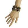 Vintage Chic 3D Metal Rose And Ball Bead Multitone Metal Chunk Statement Stretch Bracelet, 6.5"