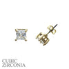 Premium Cubic Zirconia Square Cut Stud Earrings (5mm, Gold Tone)