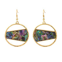 Rosemarie Collections Women's Colorful Natural Shell Statement Dangle Earrings (Hammered Hoop Gold Tone, 2.25”)