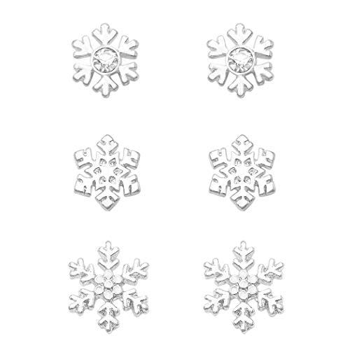 Christmastime Set of 3 Decorative Winter Snowflake Holiday Stud Earrings