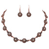 Rosemarie & Jubalee Women's Western Chic Petite Natural Howlite Concho Strand Collar Necklace Earrings Gift Set, 18"+3" Extension (Burnished Copper Tone Natural Howlite Stone)