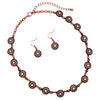 Rosemarie & Jubalee Women's Western Chic Petite Natural Howlite Concho Strand Collar Necklace Earrings Gift Set, 18"+3" Extension (Burnished Copper Tone Natural Howlite Stone)