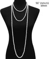 Stunning Simulated Glass Pearl Knotted Long Necklace Strand (10mm, 96, White)