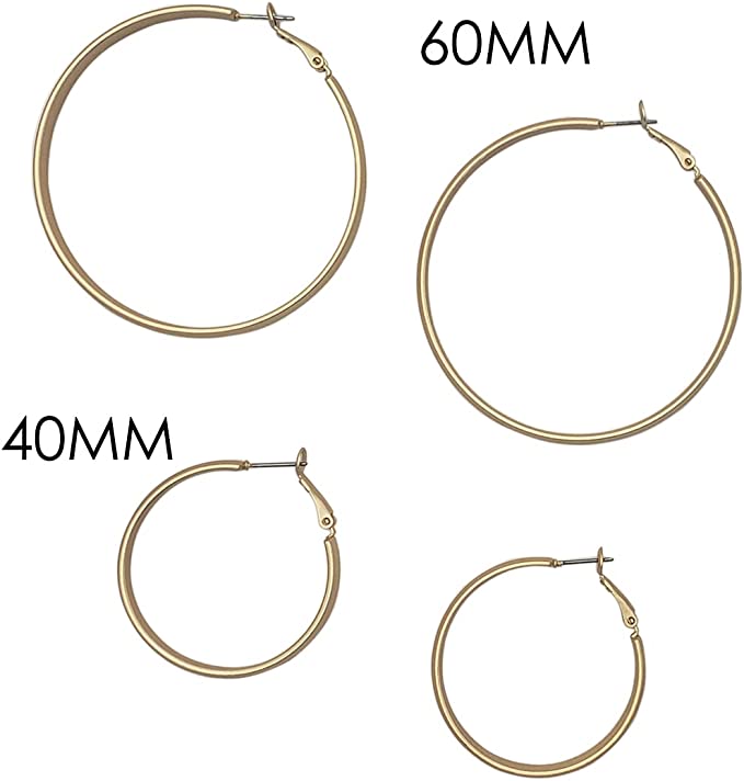 14k Yellow Gold 3.0mm High Polished Hoop Earrings 60mm Diameter | Sarraf.com