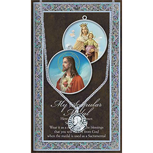 Rosemarie's Religious Gifts Scapular Medal Sacred Heart of Jesus Pendant Necklace, 24"