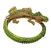 Stunning Crystal Rhinestone Pave Alligator Hinged Cuff Bangle Bracelet, 6.5" (Shades Of Green Gold Tone)