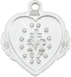 Sterling Silver Blue Enameled Heart Shape Miraculous Medal of Mary Pendant Necklace, 20" Sterling Silver Box Chain