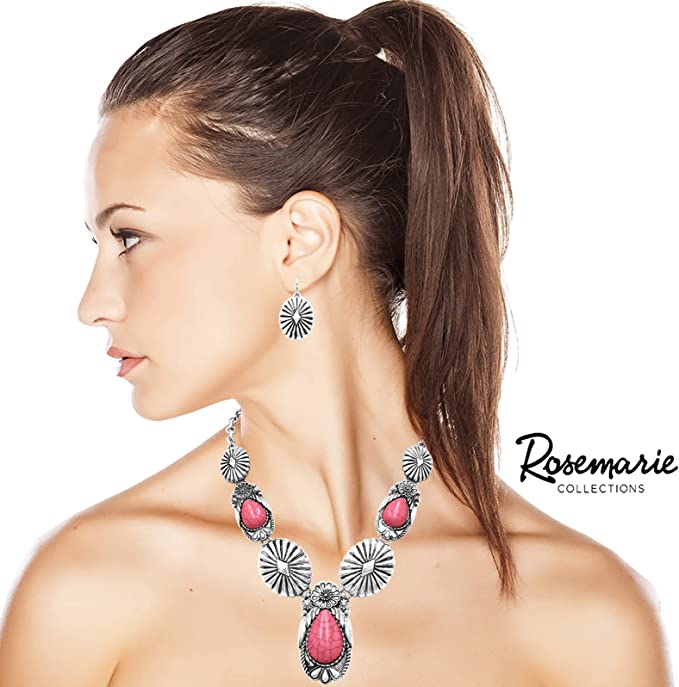 Stunning Statement Vintage Western Style Semi Precious Pink