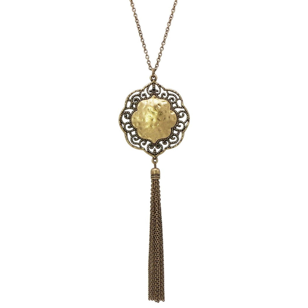 Gold Metal Chain Tassel Decorative Pendant Necklace – Rosemarie Collections