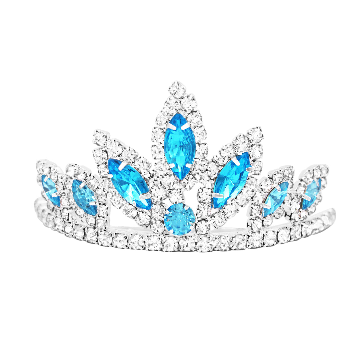 Dazzling Marquis Cut Royal Princess Mini Crystal Rhinestone Hair Comb Head Crown Tiara, 1.75 (Clear Crystal Silver Tone)