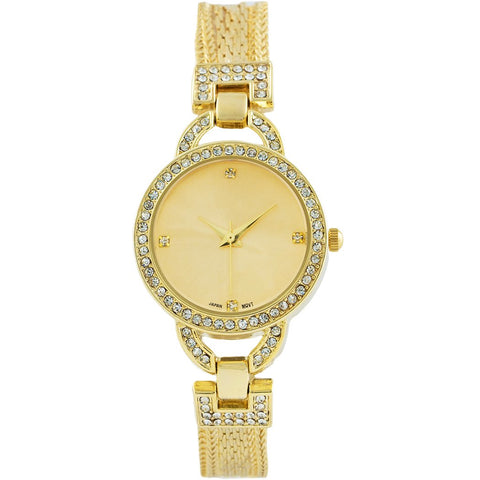wide link gold plated watches