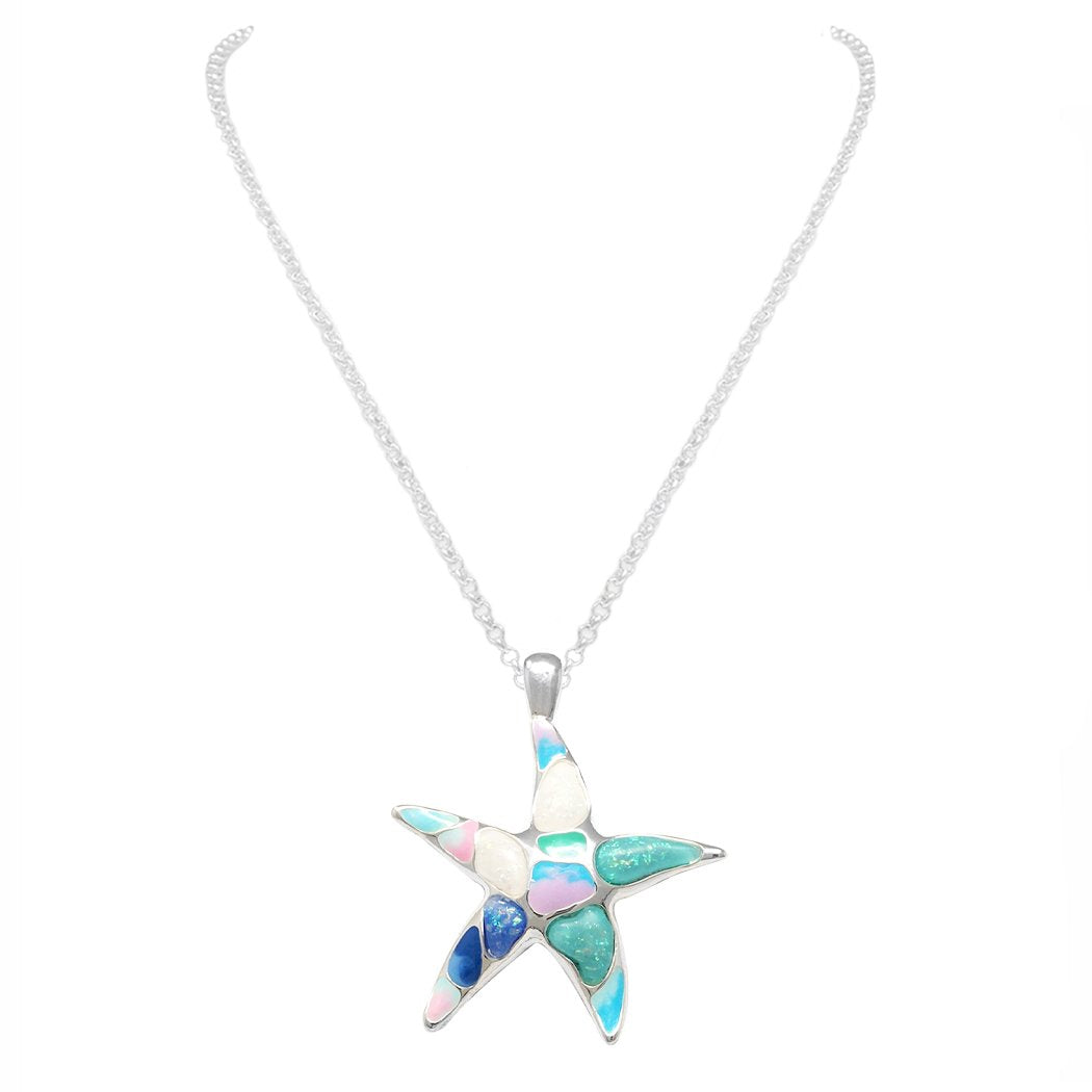 Fashion Mermaid Starfish Pendant Purple Abalone Sterling Silver