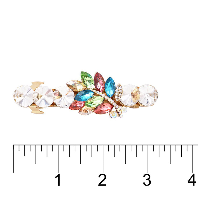 Stunning Large Crystal Marquis Leaf Cluster Hair Barrette Clip, 3.25 (Multicolor Crystal)