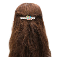 Stunning Large Crystal Marquis Leaf Cluster Hair Barrette Clip, 3.25 (Multicolor Crystal)