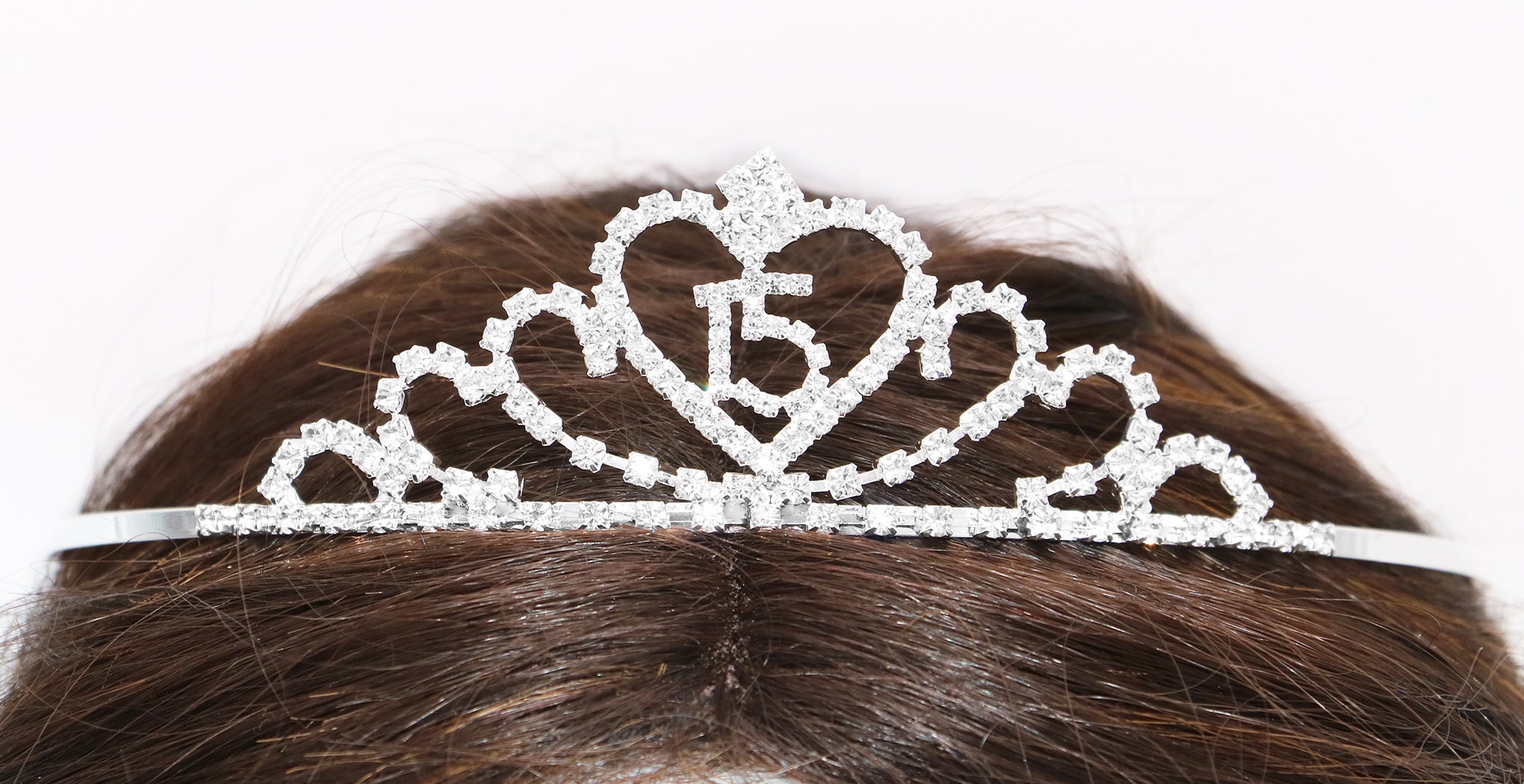 Quinceañera Genuine Hand Set Crystal Tiara,The Number 15 In Center,Adjustable Hypoallergenic-Safe, This Is factory Not A Cheap Plastic Tiara