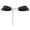 Multi Strand Simulated Pearl Necklace and Earrings Jewelry Set (Jet Black)