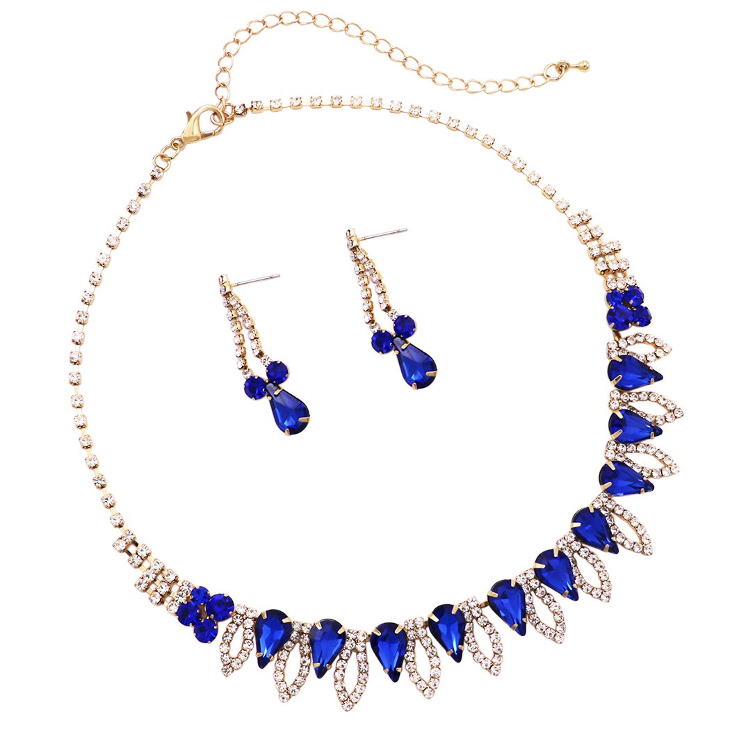 Royal blue necklace hot sale and earring sets