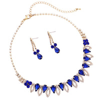Collections – State Earring and Rosemarie Brilliant Blue Teardrop Crystal Pave Necklace Collar