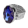 New Dark Blue Statement Oval Crystal Stretch Cocktail Ring