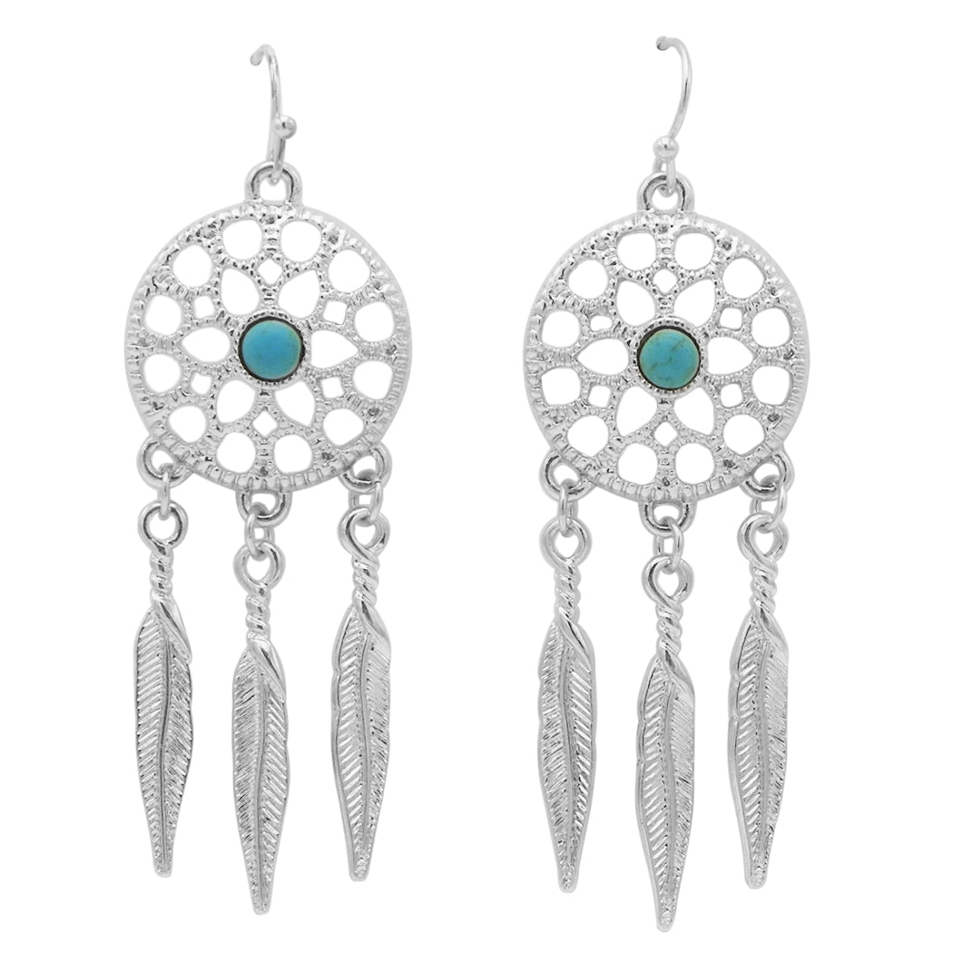 Dream Catcher Earrings With Soft Feathers - Pink and You