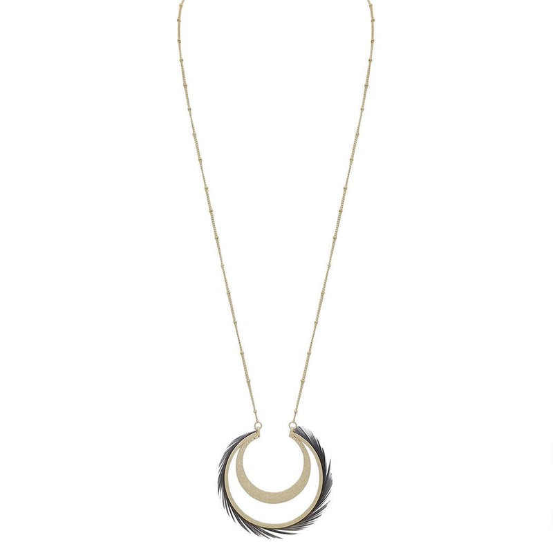 Crescent Moon and Feather Circle Statement Necklace – Rosemarie Collections