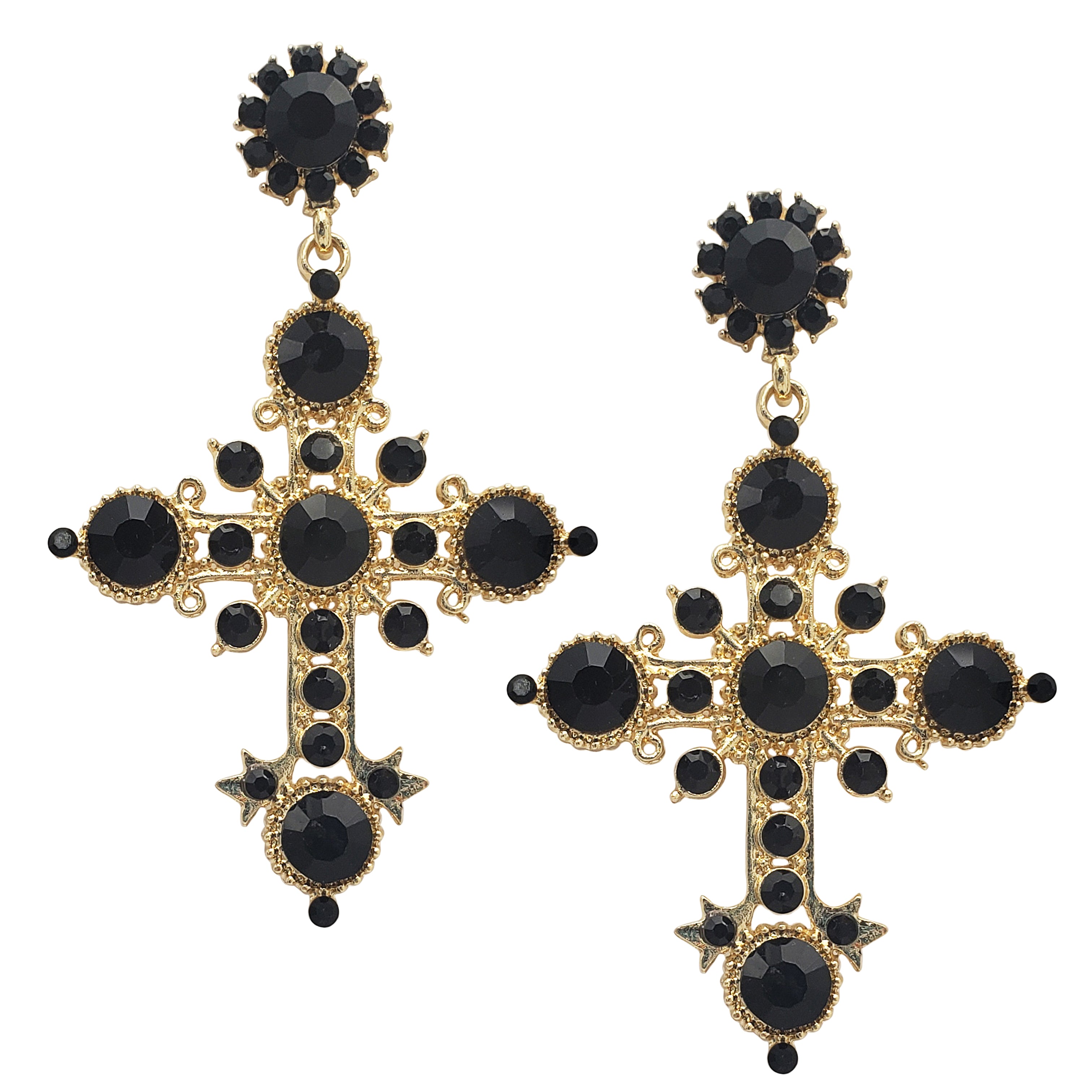 1pc Black Cool Exaggerated Cross Dangle Earring Suitable For Men And Women  To Wear At Parties | SHEIN USA