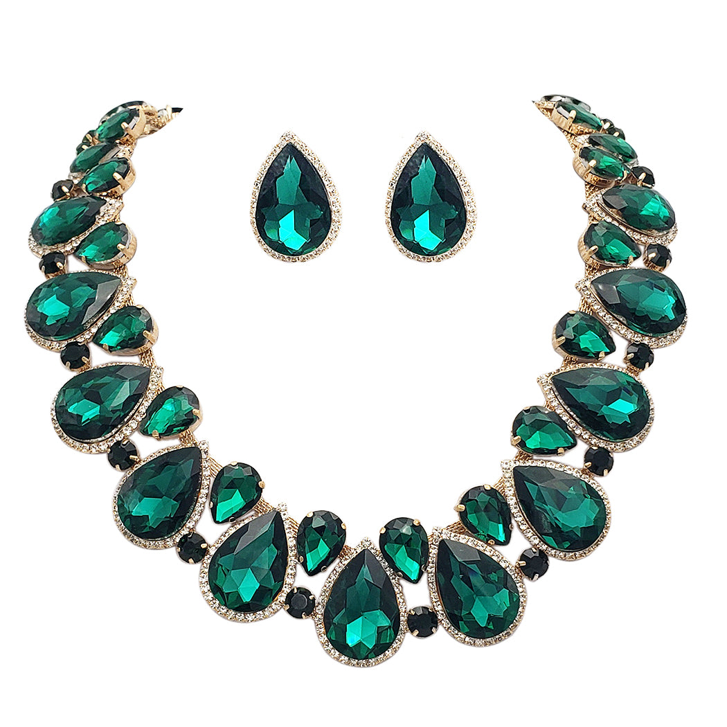 Rhinestone Necklace Set Jewelry | Rhinestone Pendant Necklace - Crystal  Hollow Drop - Aliexpress