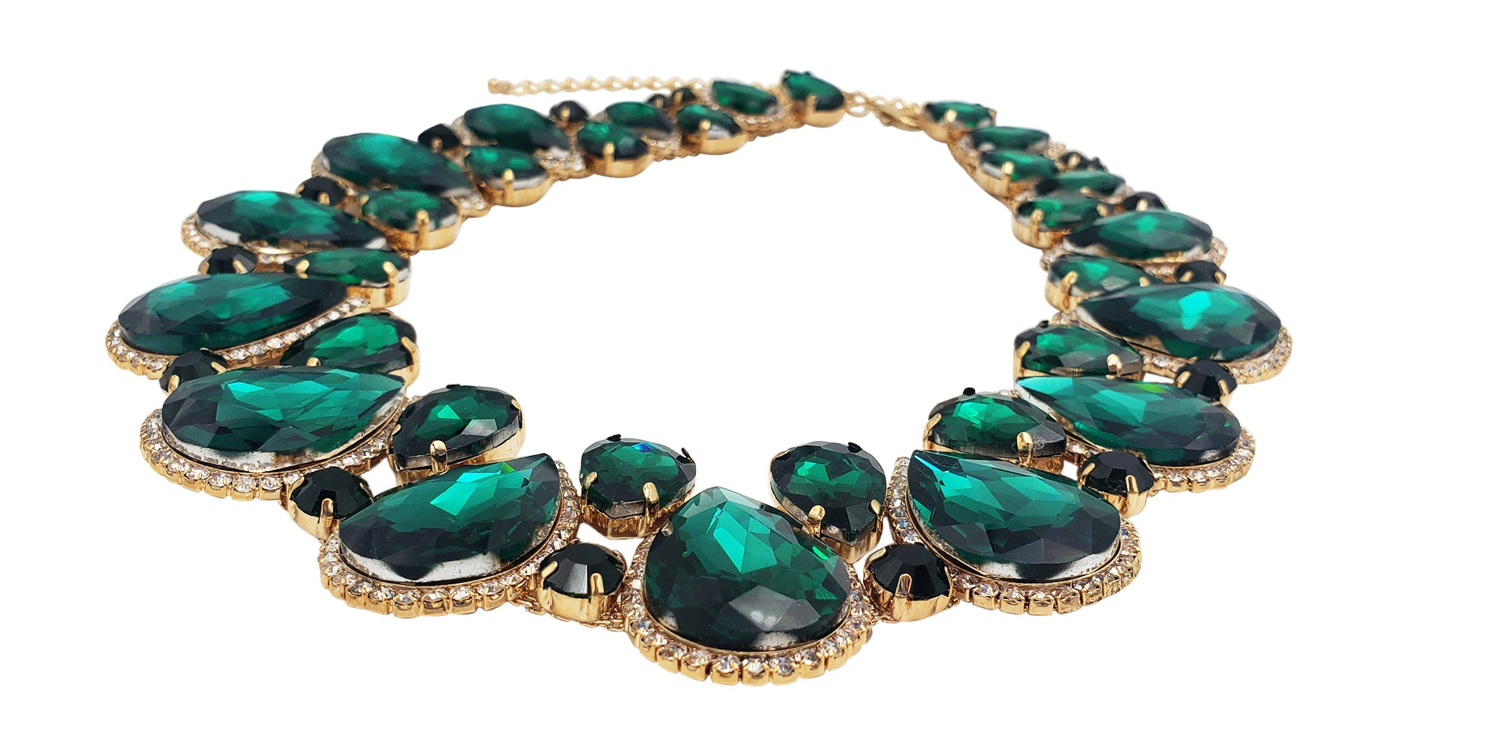 Statement Christmas Necklace,Gorgeous Swarovski Emerald Crystal Teardrop hotsell Stone,Brilliant All Rhinestone Adjustable Necklace,Gold or Silver