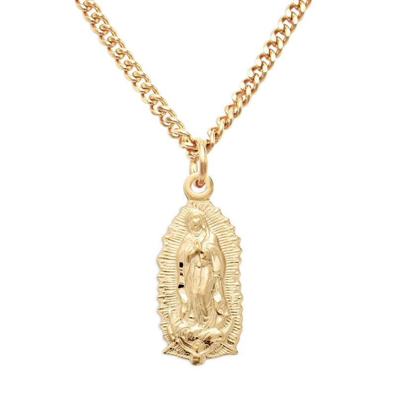 16K Yellow Gold Layered Our Lady Of Guadalupe Medal Pendant Necklace, 18"