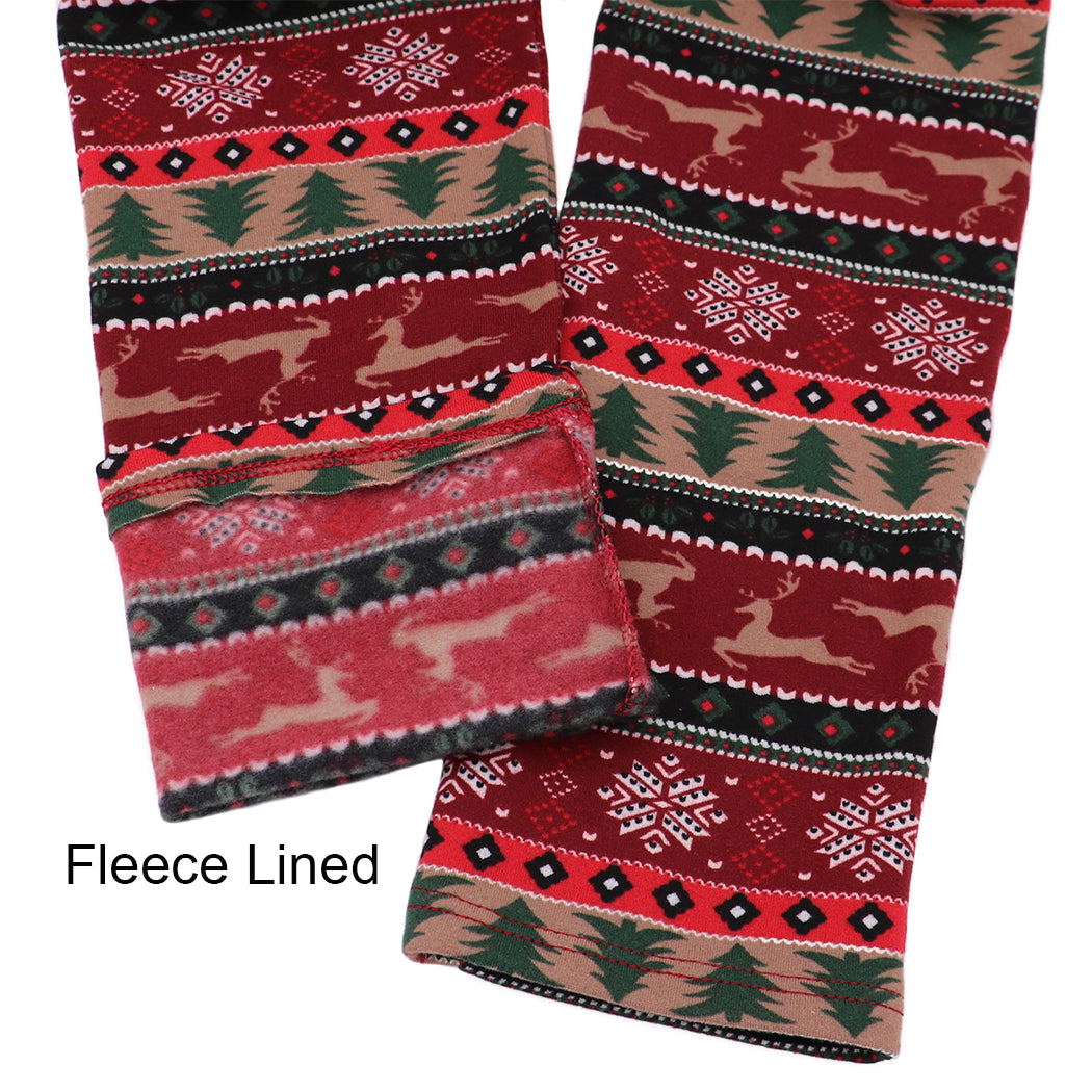 Christmas Fair Isle Print Soft Lounge Fleece Lined Leggings Pants -  SimplyCuteTees