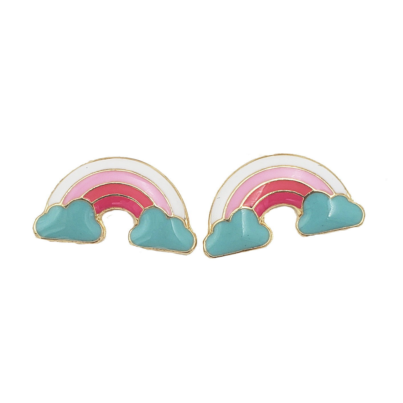 Rainbow Enamel Angel store Wing Gold Earring