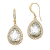 Teardrop Crystal Rhinestone Statement Drop Earrings (Gold Tone/Clear)