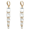 Graduated Oval Glass Stone Dangle Statement Earrings (Gold Tone/Clear Crystal)