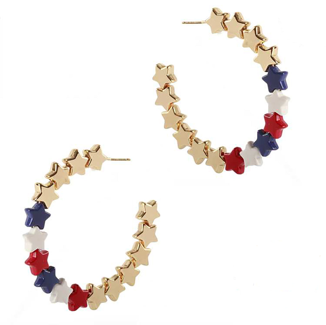 Red white and hot sale blue hoop earrings