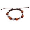 Imported from Italy Religious Saint Benedict Medals and Wood Beads Slip Knot Bracelet