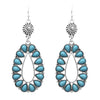 Stunning South Western Style Turquoise Howlite Oval Hoop Earrings, 2.5" (Silver Tone)