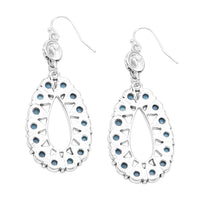 Stunning South Western Style Turquoise Howlite Oval Hoop Earrings, 2.5" (Silver Tone)