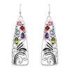 Tailored Geometric Scroll with Crystal Accents Dangle Earrings, 2" (Multicolored)