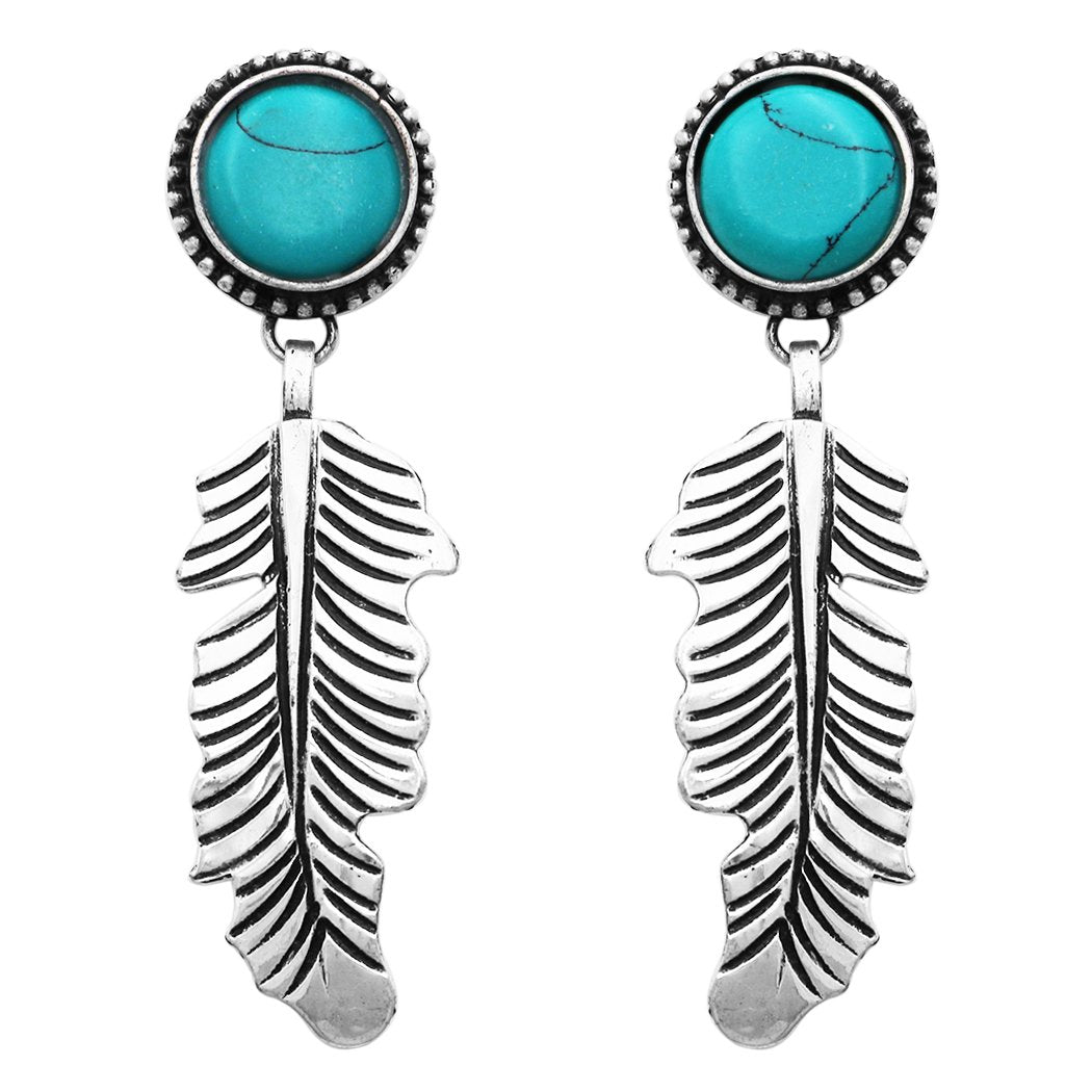 Navajo Sterling Silver Turquoise Bear Paw Feather Post Earrings - Spencer |  eBay