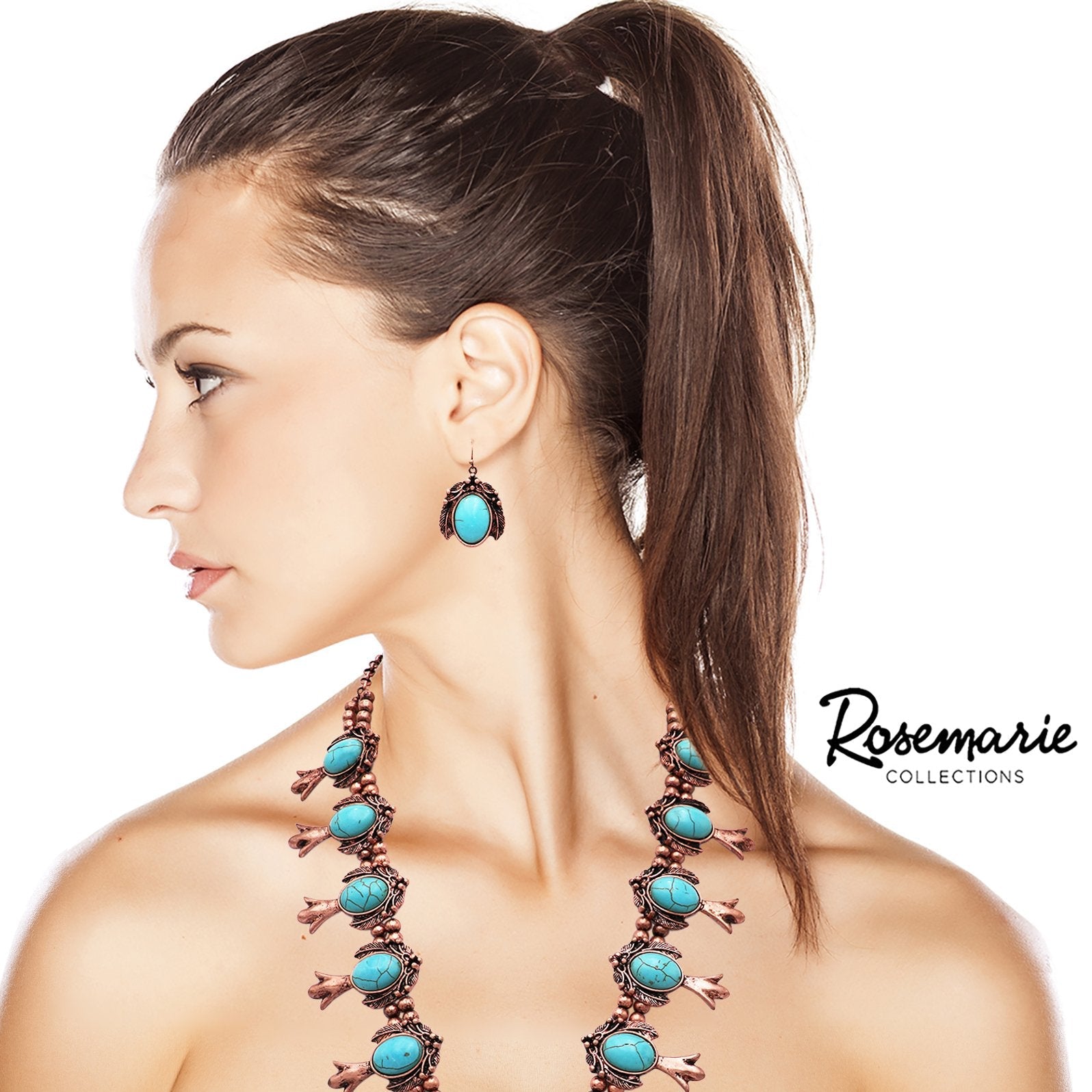 Squash Blossom Turquoise Necklace Western shops Southwestern jewelry