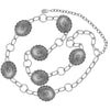 Cowgirl Chic Statement Western Burnished Silver Tone Conchos On Link Chain Plus Size Belt, 45-60"