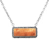 Simple Western Semi Precious Howlite Stone Bar Pendant Necklace, 18"+3" Extender (Orange Howlite Stone)