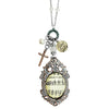 Rosemarie's Religious Gifts Women's Inspirational Hymnal JOHN 3:16 Glass Bubble Cabochon With Charms Necklace, 30"+3" Extender