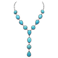 Stunning Western Semi Precious Turquoise Howlite Stone Y-Drop Necklace, 18"+3" Extender