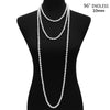 Stunning Simulated Glass Pearl Knotted Long Necklace Strand (10mm, 96, White)