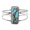 Western Style Semi Precious Howlite Stone Open Cuff Bracelet (Rectangular Turquoise Howlite Stone)