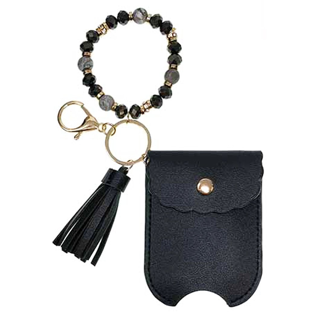 Milloo Leather Handwoven Keyring with Clip - Black Black