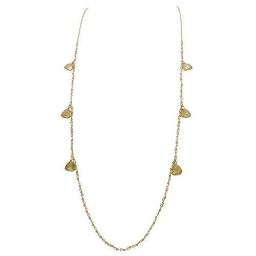 Glass Bead Natural Stone Long Statement Necklace (Cream)